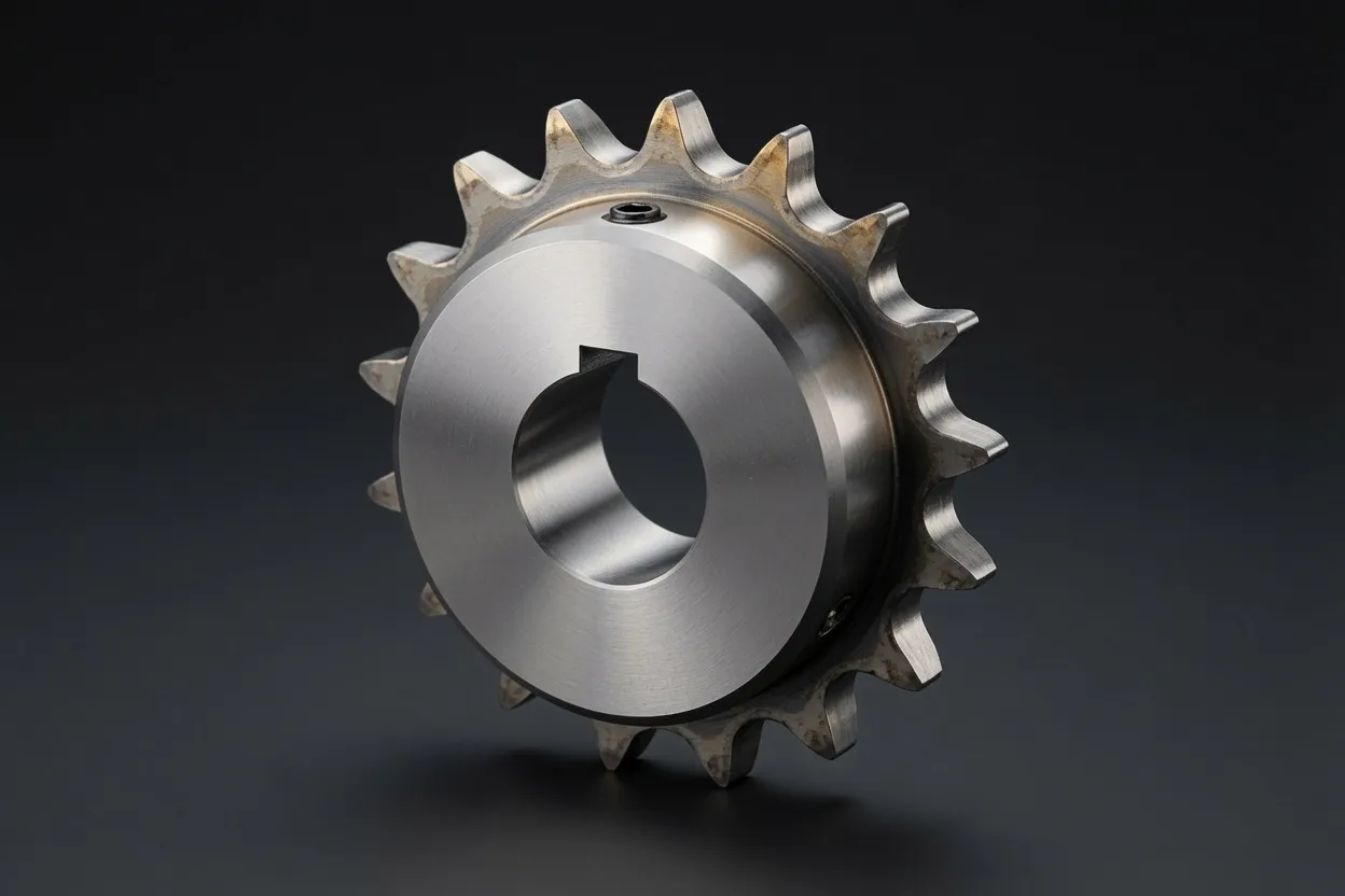 Stainless steel sprocket designed for hygienic packaging applications