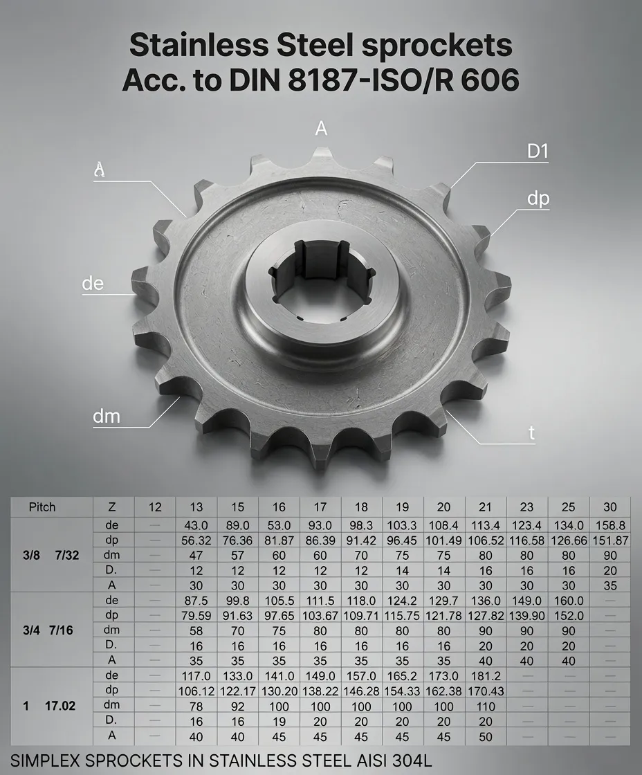 Stainless Steel Sprockets European Standard DIN ISO